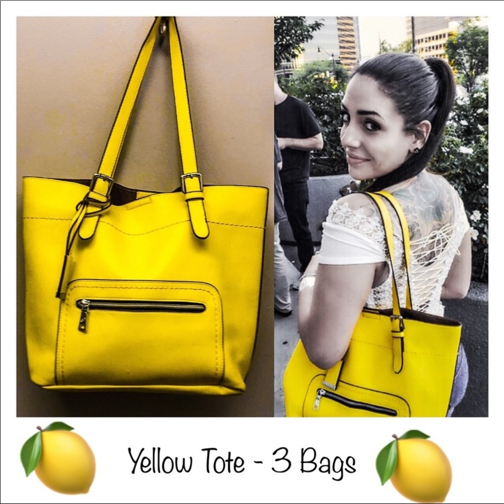 Large lemon yellow tote